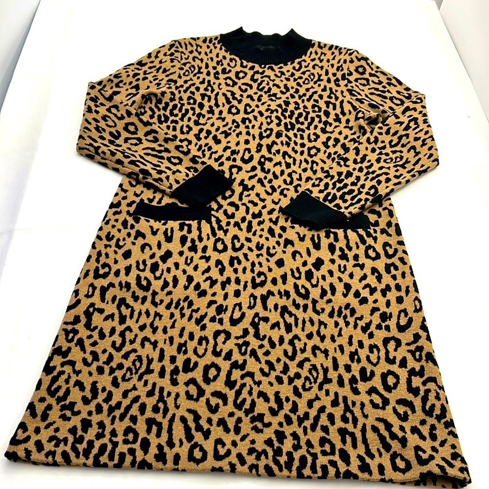 J. Crew Leopard Print Sweater Dress